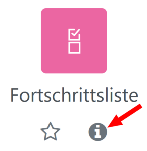 Symbol einer Aktivität Fortschrittsliste mit hervorgehobenem Infolink