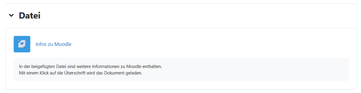 Ansicht einer bereitgestellten Textdatei im Kurs