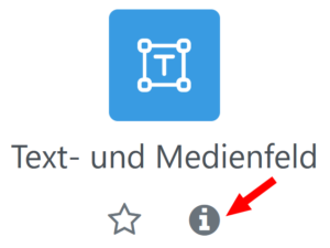 Symbol zum Material Text- und Medienfeld mit hervorgehobenem Infolink