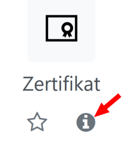 Symbol zum Material Zertifikat mit hervorgehobenem Infolink