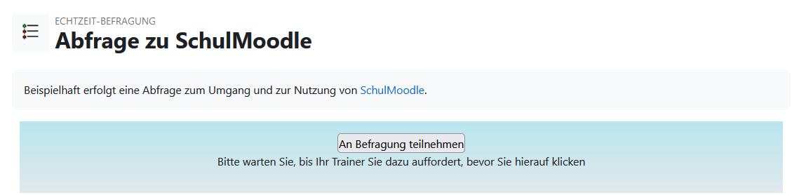 Ansicht einer Echtzeitbefragung aus Sicht der Nutzenden