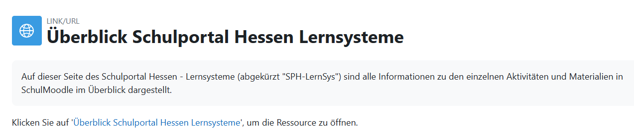 Ansicht eines Materials Link/URL im Kurs